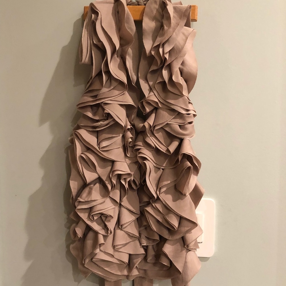 Ruffled satin backless top